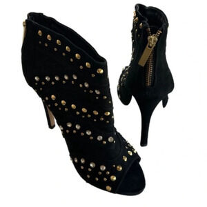 Bebe Sedova peep toe studded ankle bootie heeled boots size 9